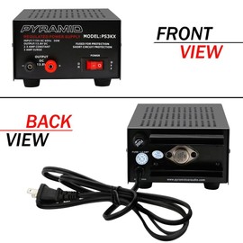 Pyramid Universal Compact Bench Power Supply - 2.5 Amp Linear Regulated Home Lab Benchtop AC-to-DC 12V Converter w/ 13.8 Volt DC 115V AC 50 Watt Power Input, Screw Type Terminals, Cooling Fan PS3KX