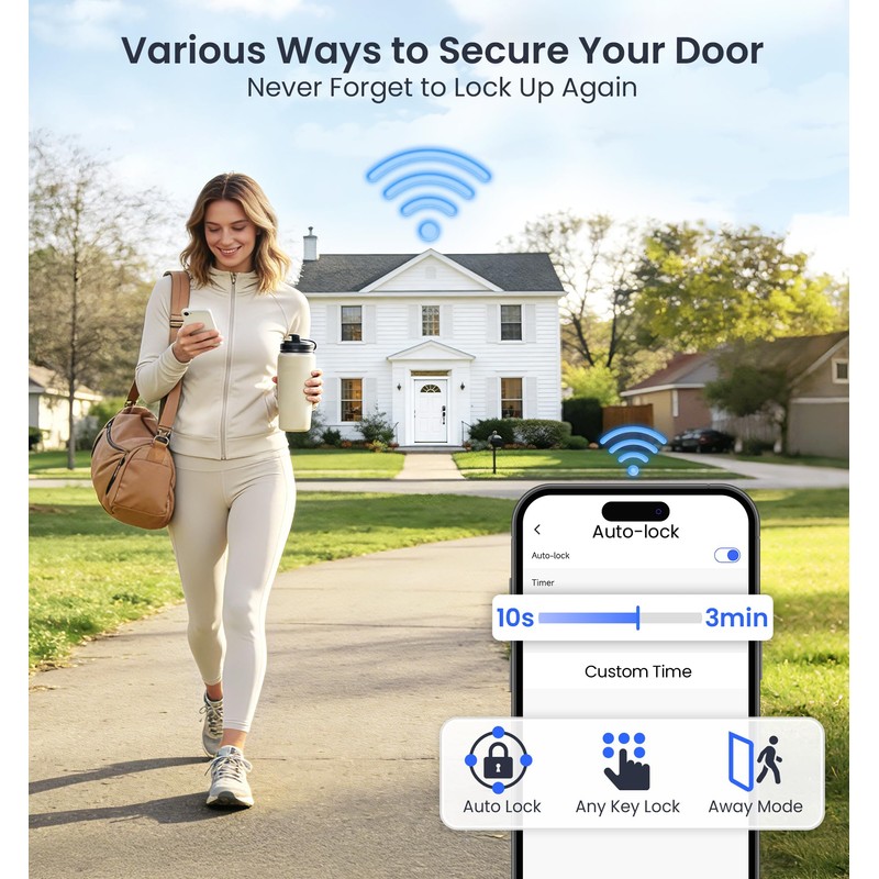 Veise VE012W Built-in WiFi Fingerprint Smart Lock, App Remote Control,
