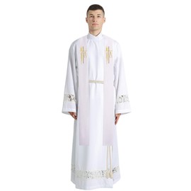 IvyRobes Alpha Omega Overlay Stole Wedding Clergy Stole 90" Long White
