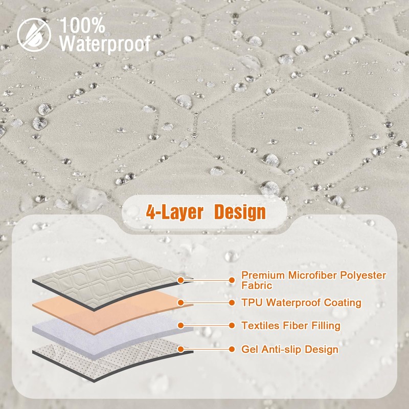 Waterproof Recliner Couch Covers, Sofa Covers Non-Slip 1-Piece Washable Reclining