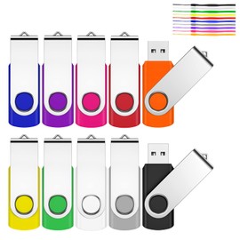 JEVDES USB Stick 16 GB, Pack of 10 Memory Sticks, 16 GB USB 2.0 Flash Drive, USB Memory Stick, Pendrive Data Storage with Lanyard (Pack of 10)