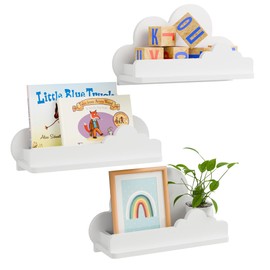 Beskadi Cloud Shelves for Kid’s Room Nursery Wall Deor Set of 3, White Cloud Bookshelf Floating Shelf, Small Figure Shelf Wall Mounted, Cute Decorative Cloud Floating Shelf for Toys, Plants & Storage