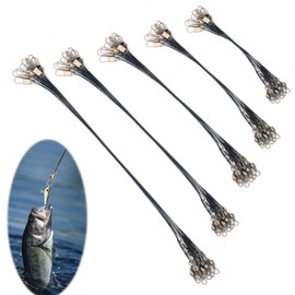 Pack of 50 steel leaders, pike, steel leaders, 5 sizes, stainless steel leaders, fluorocarbon leader, black, titanium leader, fishing, fishing accessories set for predatory fish, hidden main line,