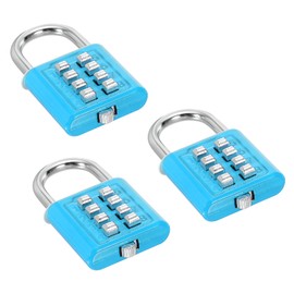PATIKIL 8 Digit Button Combination Padlock, 3 Pack 4 Position Locking Mechanism Push Button Security Digital Lock for Gym Sports Locker Cabinet Toolbox, Blue