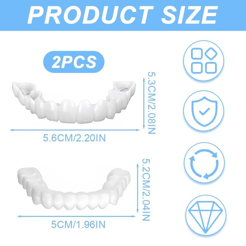 Teegxddy 4 Pairs Instant Veneers Dentures,Clip on Veneers Top and