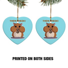 GRAPHICS & MORE Hamster Them Cheeks Eating Sunflower Seed Heart-Shaped Porcelain Holiday Christmas Tree Ornament - 2.8"