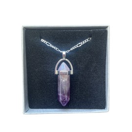 Amethyst Hexagon Crystal Pendant Necklace, Crystal Necklace, Amethysts, Natural Crystal Necklace, Gift Boxed Necklace, Bullet Crystal, Amethyst Natural Crystals