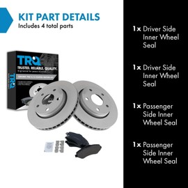 TRQ Front Brake Pad & Rotor Kit Brake Pads Brake Rotor Ceramic Vented Premium G-Coated Compatible with 2007-2017 Jeep Wrangler 2018 Wrangler JK
