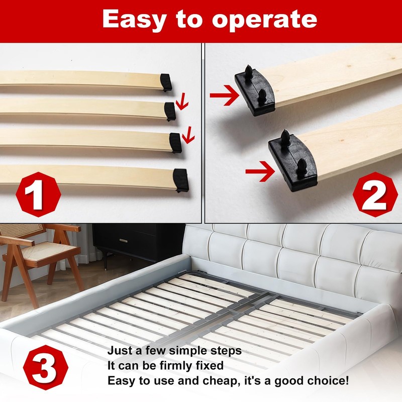 Pack of 20 Bed Slatted Frame Caps, 55 mm Brackets