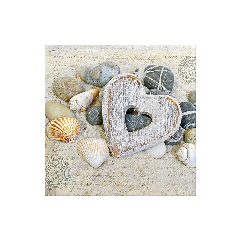 Ambiente Napkins with Hearts and Stones Design 33 x 33