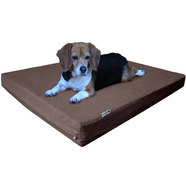 Dogbed4less Orthopedic Memory Foam Dog Bed with Durable Denim Cover, Waterproof Liner and Extra Pet Bed Case, Fit 42"X28" Large Crate, Brown