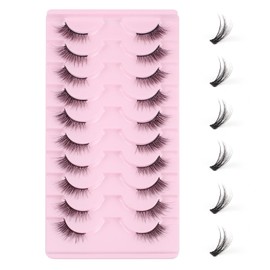 Oreola False Eyelashes, Natural Half Eyelashes, Cat Eye, Short Eyelashes, Thin Light Eyelashes, Corner Eyelashes, 10 Pairs of 3D Eyelashes, Reusable Fake Eyelashes