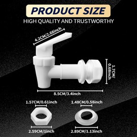 2 Pack Water Dispenser Replacement Faucet,BPA Free Beverage Dispenser Spigot with Silicone Washer & Nut,Hole Push-Up Tap for Water Coolers & Drink Containers（2 White）