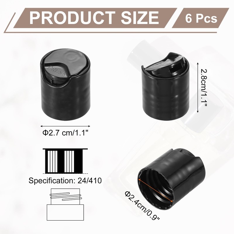 Sourcing Map 6Pcs Black Round Disc Top Caps Replacement 24/410