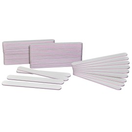 AMT 50 PCS Round White Nail Files 80/100, White Grit, for Acrylic Nails, Emery Boards for Nails, 80/100 Grit Nail File (50 PCS Nail Files) (Grit 80/100 (Round, Pink Center)