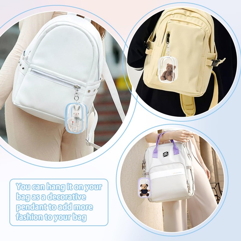 6 Pcs Clear Figures Display Bag with Keychain Zipper Clear