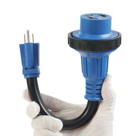 RV Power Adapter Cord 30 Amp to 15 Amp,Heavy Duty L5-30R Twist Lock to Standard NEMA 5-15P 15A Household Outlet Plug for RV Camping and Home Generators,10/3 AWG 12 Inch,125V 1875W