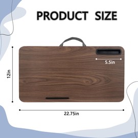 Lap Desk, Portable Laptop Desk Fits Up to 16“ Laptops, with Tablet Slot, Built-in Cushion, Great for Home & Office,Lap Desk with Cushion (Brown, Large)