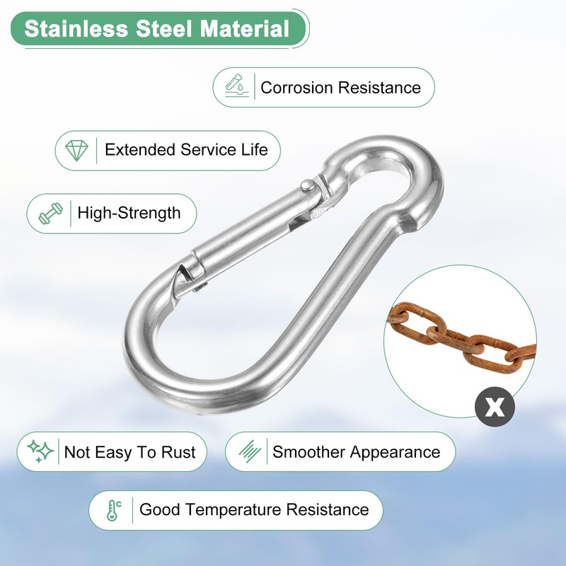 M METERXITY 4-Pack Spring Snap Hooks, M5 304 Stainless Steel