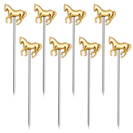 RRRuo Horse Cocktail Reusable Picks Martini Picks Fruit Toothpicks for Appetizers Olives Brandied Cherries Skewers 8 pieces (Gold)
