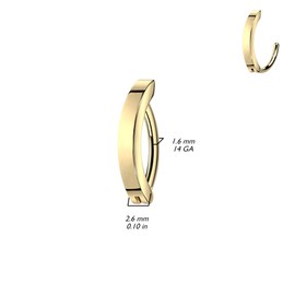 Pierced Owl 14GA F136 Implant Grade Titanium Hinged Curved Bar Belly Button Ring (Silver Tone, 10mm (3/8") Bar)