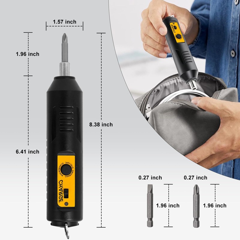 JULIXIN Cordless Screwdriver Rechargeable – Compact Battery Operated Electric Screw