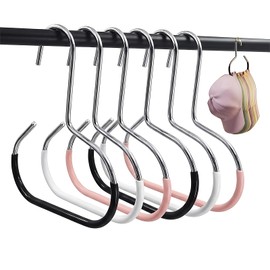 6 PCS Durable Steel Hangers Maximize Closet Space with Versatile Storage, Hat Hanger Organizer, Space-Saving Wardrobe Solution with Black Pink White Color
