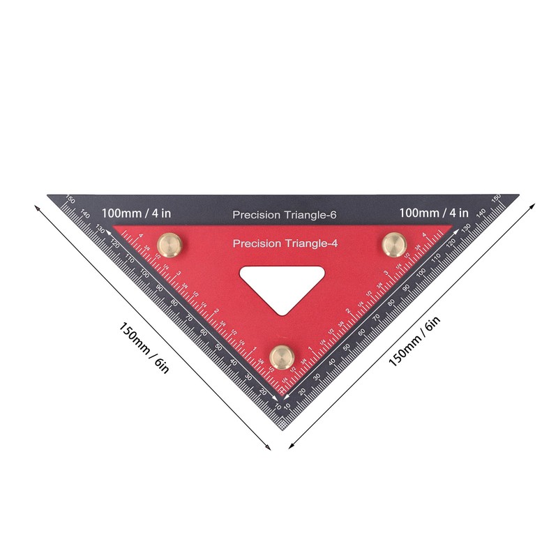 Double Triangle Ruler Detachable 4 Inch and 6 Inch Aluminum