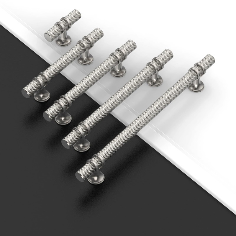 Coinkoly 10 Pack Brushed Satin Nickel Knurled Cabinet Pulls and