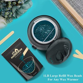 Hard Wax Beads, Lifestance 1lb Waxing Beads, Brazilian Bikini Wax with 10 Applicators, Blue Wax for Face, Body, Legs, Pearl Beads for Wax Warmers