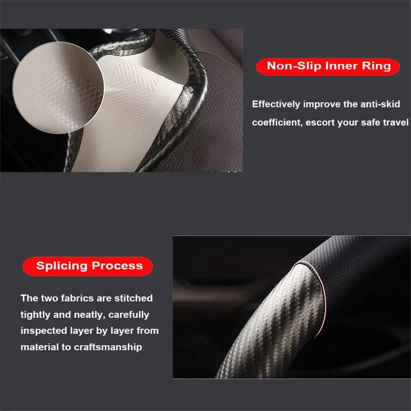 Universal Black PU Leather 15'' 38 cm Car Steering Wheel