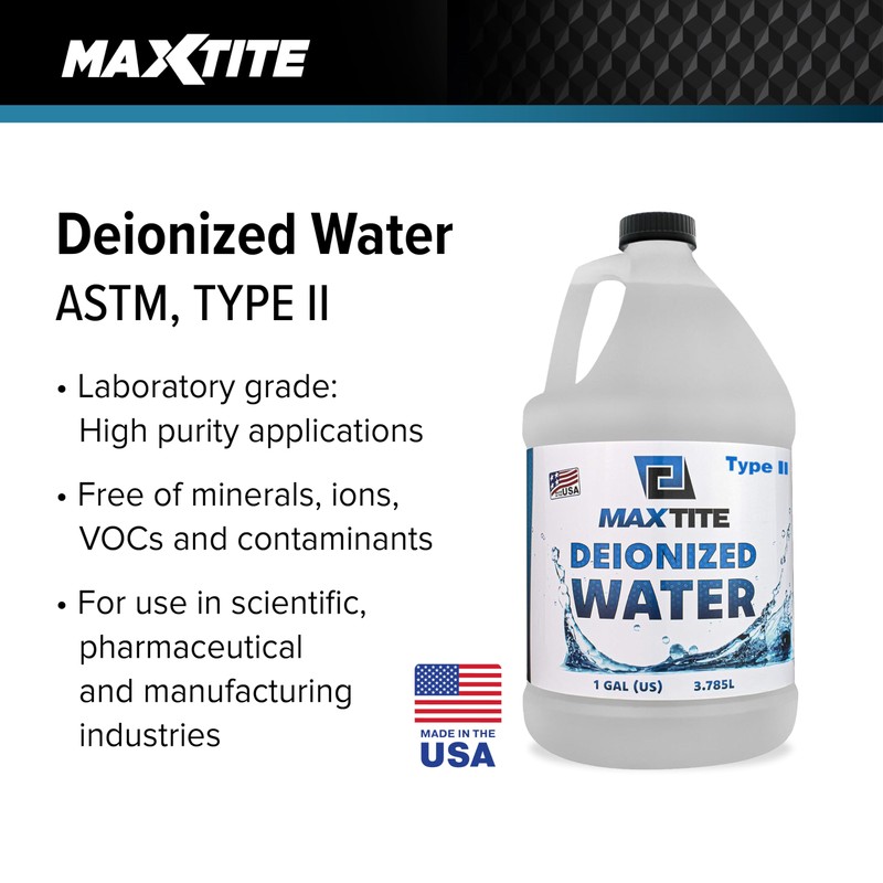 MAXTITE Type II Deionized Water - Laboratory Grade (4 Gallons)