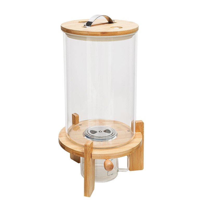 KONKENIE 7.5L/5L Grain Storage Tank Dispenser with Base+Valve+Cup Glass Rice