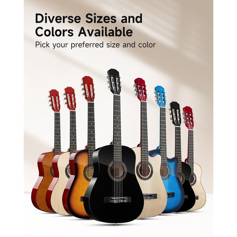 Moukey 38" Acoustic Guitar for Beginners Kids Youth Adult Cutaway