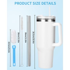 Toaren 1200ml 40oz Thermobecher mit Stroh und Griff Edelstahl Vakuum Isolierbecher Kaffeebecher mit Griff und Stroh Doppelwandiger Isolierbecher