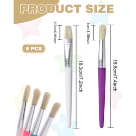 JUKOTA Pack of 8 Brushes for Children, Painting Brushes for Toddlers, Large Thick Brushes, Flat and Round Preschool Brushes for Washable Paint, Acrylic Paint, Children, Students, Beginners
