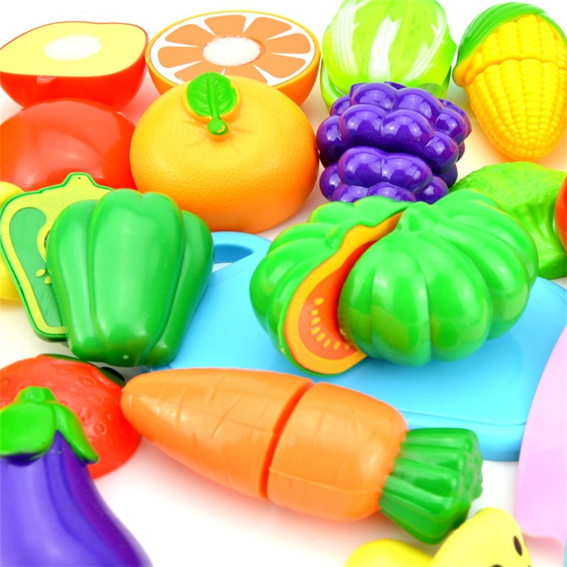 23pcs/set Kids Educational Gift Toy Plastic Kitchen Cut Fruits Kids