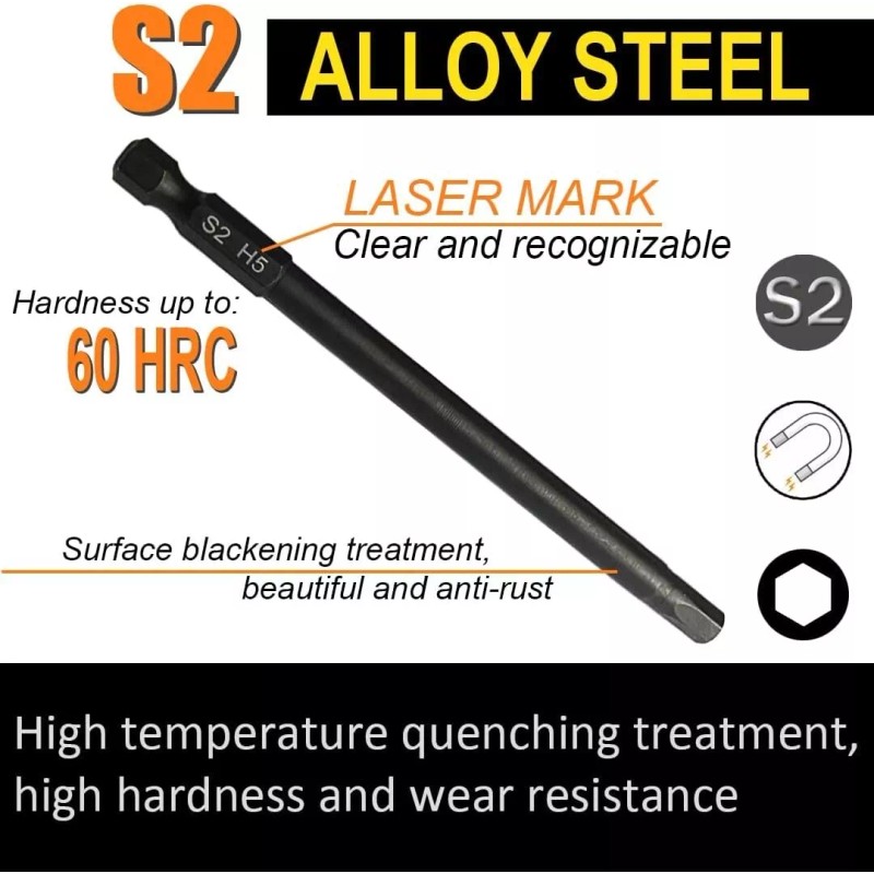 Unbranded 100mm Extended Allen Wrench Drill Bit Set, PTSLKHN 10pc