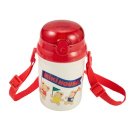 MIKI HOUSE Straw Hopper, 11.8 fl oz (340 ml), Water Bottle, Includes Straw, Bear, Made in Japan, Dishwasher Safe, Boys, Girls, Babies, Kids, Kindergarten, Nursery School, Children's Clothes, Red