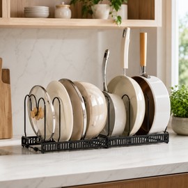 Adjustable Pot Rack Organizer for Kitchen – Multi-Layer Cookware Storage Rack with Retractable Design for Pots, Pans, Plates and Bowls