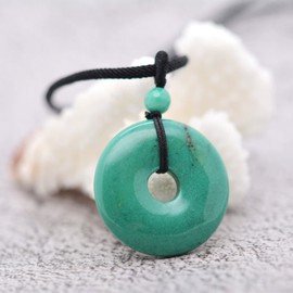 Justinstones Natural Gemstone 30mm Donut Beads Reiki Chakra Pendant Necklace Jewelry 22 Inch, Stone, Agate