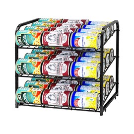 AIYAKA Can Rack Organizer, 3 Tier Stackable Can Storage Dispenser,for Food Storage, Kitchen or Pantry, Storage for 36 Cans, Black