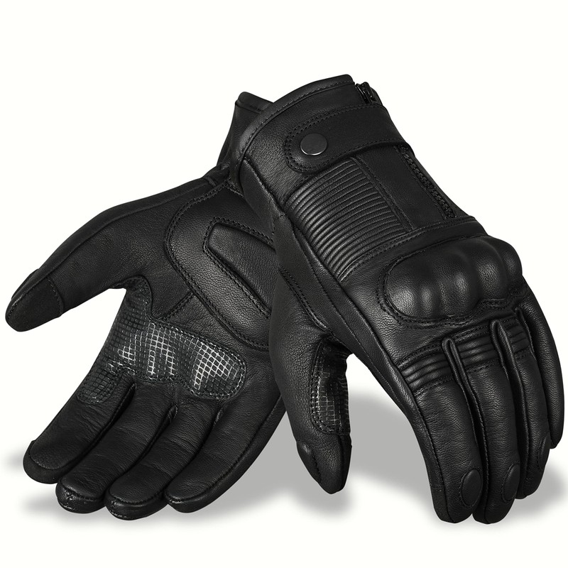 RideMaxx Motorcycle Gloves Geniune Leather Motorbike Gloves Black Leather Gloves
