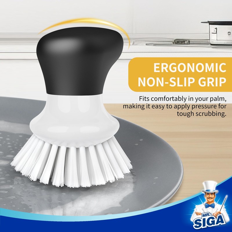 MR.SIGA Dish Scrub Brush, Palm Brush Dish Scrubber with Ergonomic