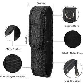 AFCJLTO 150cm*32mm Taschenlampe Holster, Taschenlampen Tasche für Ausflüge, Nylon Taschenlampe Halter Abdeckung, Taktische Taschenlampenholster,Molle LED Taschenlampen Holster für Camping Wandern