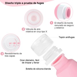 Juego de 14 Botellas De Viaje Silicona, Contenedor de Viaje Aprobado Por La Tsa, Accesorios de Viaje Sin Bpa, A Prueba de Fugas, Comprimible, Kit de Viaje Recargables para Champú, Loción (Azul)