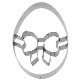 Birkmann Egg Cookie Cutter with Bow, 6.5 cm, Stainless Steel, with Inner Embossing, High Quality