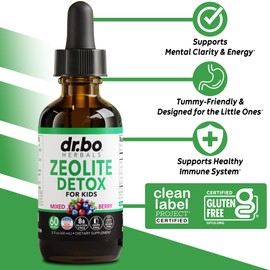 Zeolite Detox for Kids Liquid Drops - Advanced Clinoptilolite with Pure Vitamins B12 & D - Kids Gentle Body Daily Cleanse Focus & Speech Extra Clinoptilolite Zeolite Drops Detox Cleanse Supplement 2oz