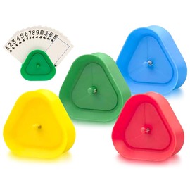 Lhbwhiz Pack of 4 Children's Card Holders, Triangular Plastic Playing Card Holder, Free Your Hands-Free Card Stand, Playing Card Storage, for Adults, Seniors, Children (4 Colours)