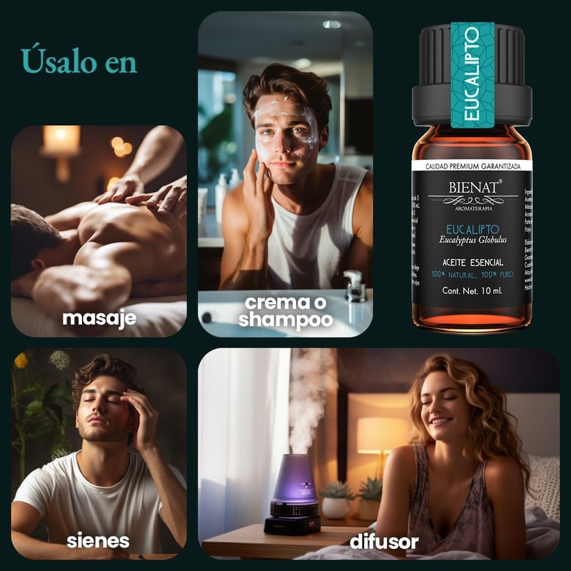 Bienat Aceite Esencial de Eucalipto 10mL Natural Difusor y Aromaterapia